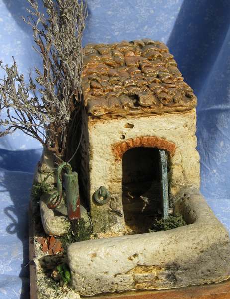 Petit cabanon de vigne avec arbre fait avec du thym de Provence