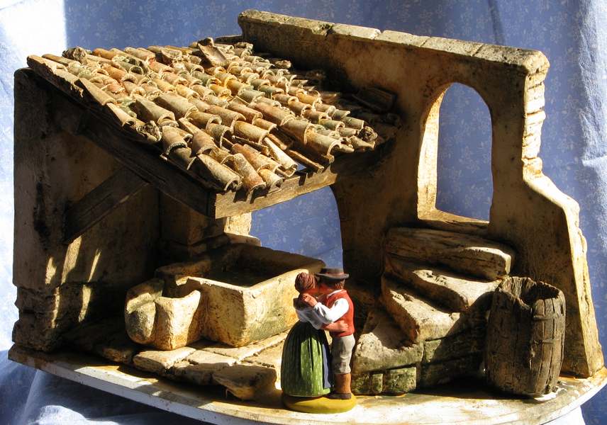 lavoir avec escalier avec santons de 7 cm